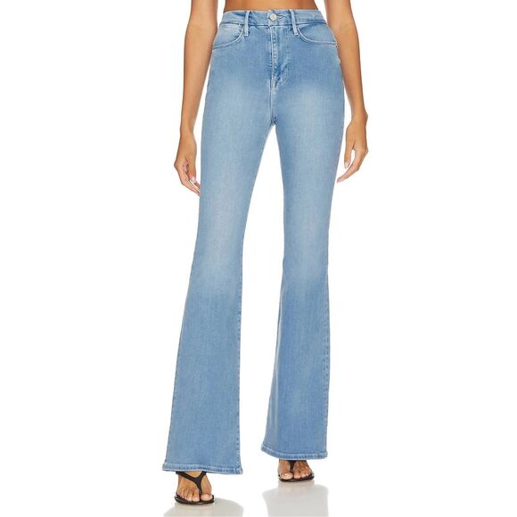 NWT Frame Denim Le Super High Flare Jeans In Light Wash Danbury Blue Size 27 - Picture 1 of 12